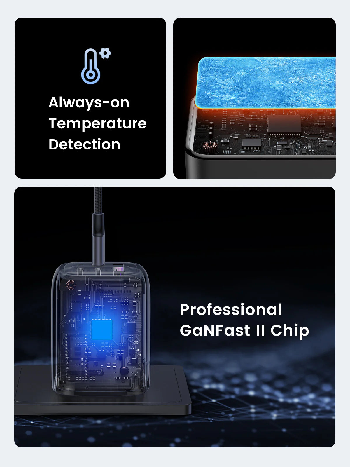 UGREEN Charger Nexode 65W 3-Ports UK Gray - شاحن 65 واط ثلاثي المنافذ من يوكرين