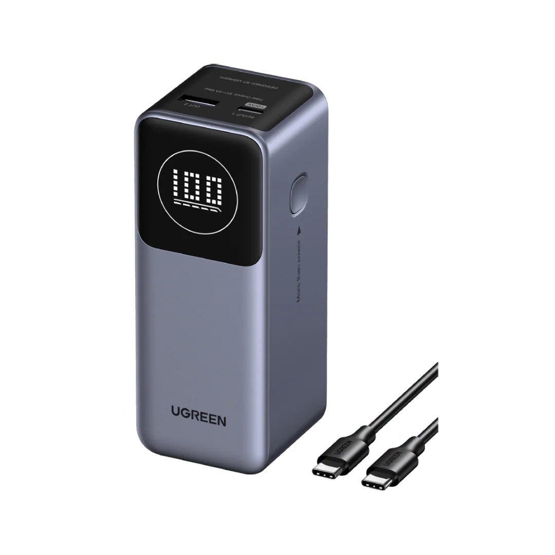 UGREEN PowerBank Nexode 12000mAh 100w 2Port - باوربنك 12000 ملي امبير 100 واط مع كيبل تايب سي تايب سي وشاشة رقمية من يوكرين