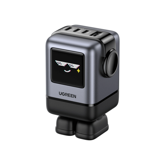 UGREEN Charger Nexode Robot GaN Black 100W 4Port - شاحن 100 واط على شكل روبوت مع 4 منافذ من يوكرين