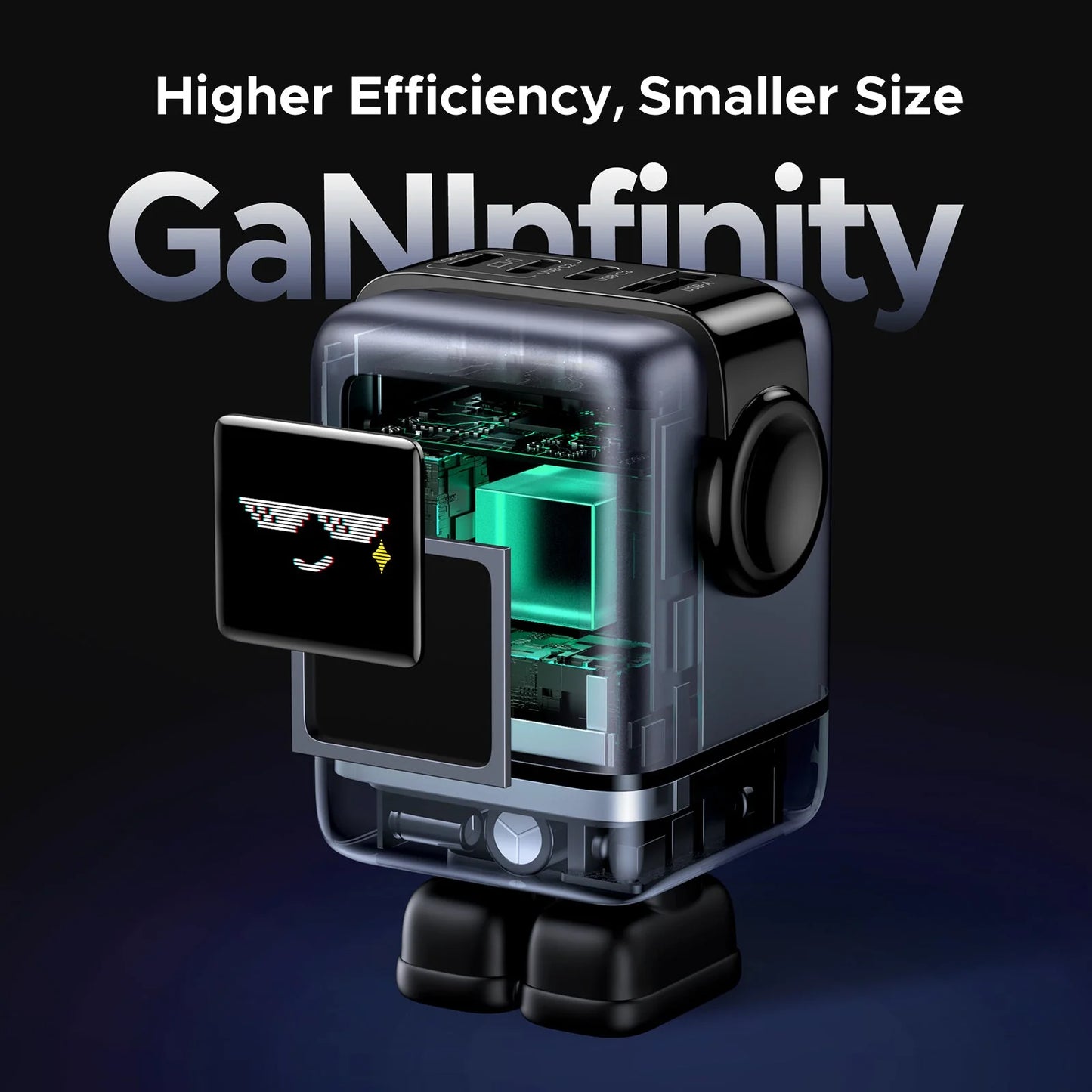 UGREEN Charger Nexode Robot GaN Black 100W 4Port - شاحن 100 واط على شكل روبوت مع 4 منافذ من يوكرين