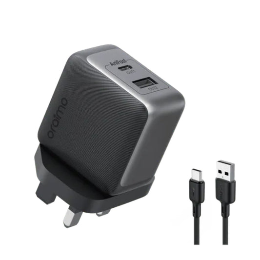 Oraimo PowerGan 33W fast Charger Pro Dual Output With USB-A To Type-C Cable- شاحن 33 واط مع كيبل يو اس بي تايب سي من اورايمو