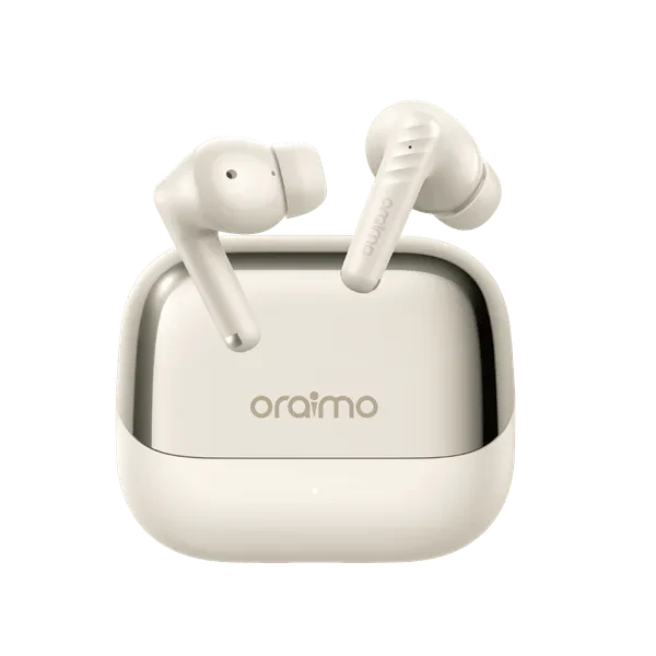 Oraimo SpaceBuds Neo+ Wireless Earpods Gold - سماعات بلوتوث بتقنية الغاء الضوضاء من اورايمو ذهبي
