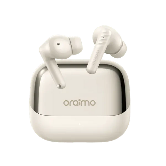 Oraimo SpaceBuds Neo+ Wireless Earpods Gold - سماعات بلوتوث بتقنية الغاء الضوضاء من اورايمو ذهبي