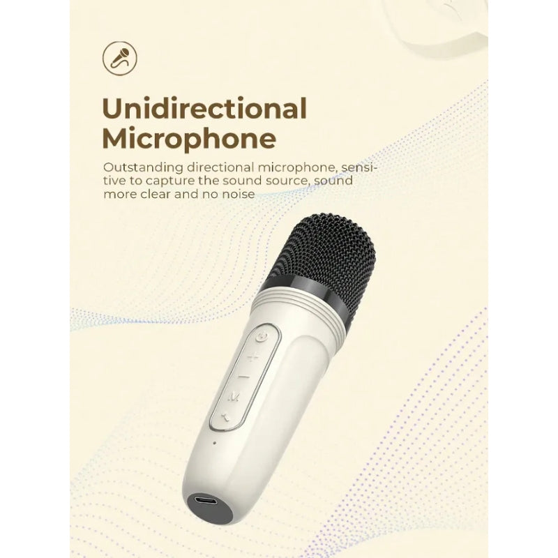 Havit SK819BT Mini Karaoke Bluetooth Speaker Beige - سبيكر صغير مع مايكروفون كاريوكي بلوتوث من هافيت بيجي