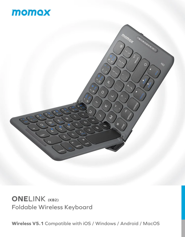 MOMAX ONELINK FOLDABLE WIRELESS KEYBOARD KB2- كيبورد قابل للطي بلوتوث من موماكس